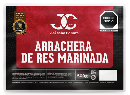 Arrachera de Res Marinada (2 paquetes de 500 g c/u)
