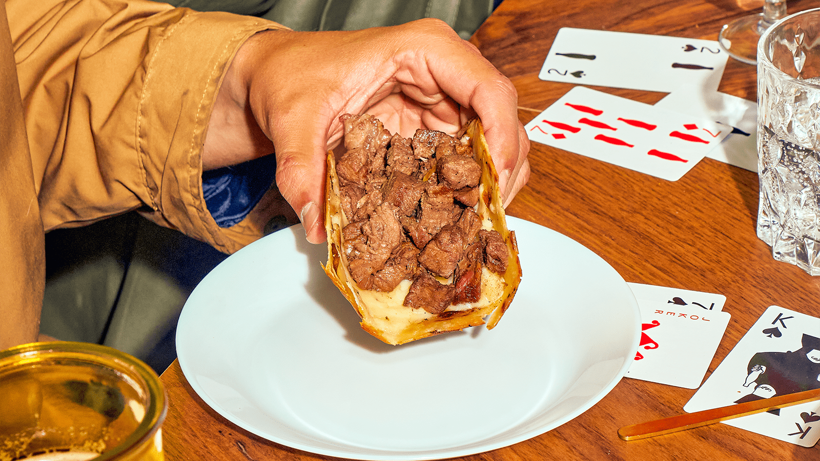 Taco de diezmillo steak cocinado